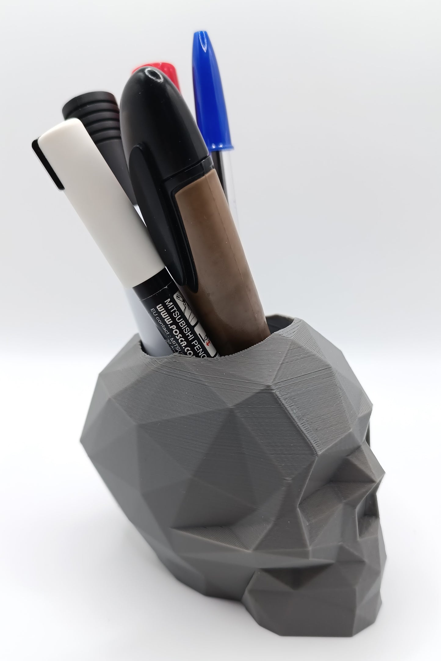 Teschio Low Poly Portapenne/Portaoggetti - 3D Print-Made