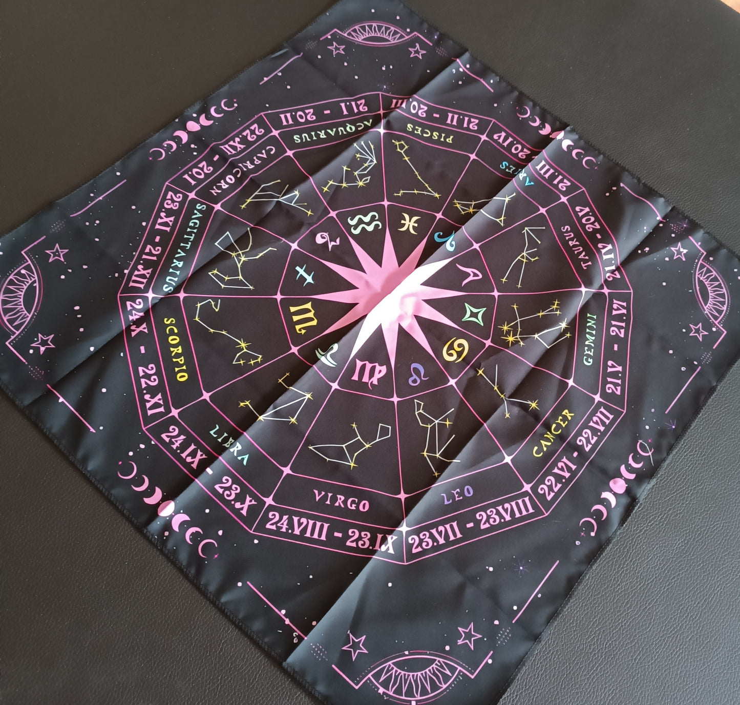 Tarot Cloth - Ruota dello Zodiaco Rosa NEW