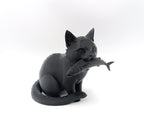 Statuetta Gatto con Pesce Anime