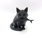 Statuetta Gatto con Pesce Anime