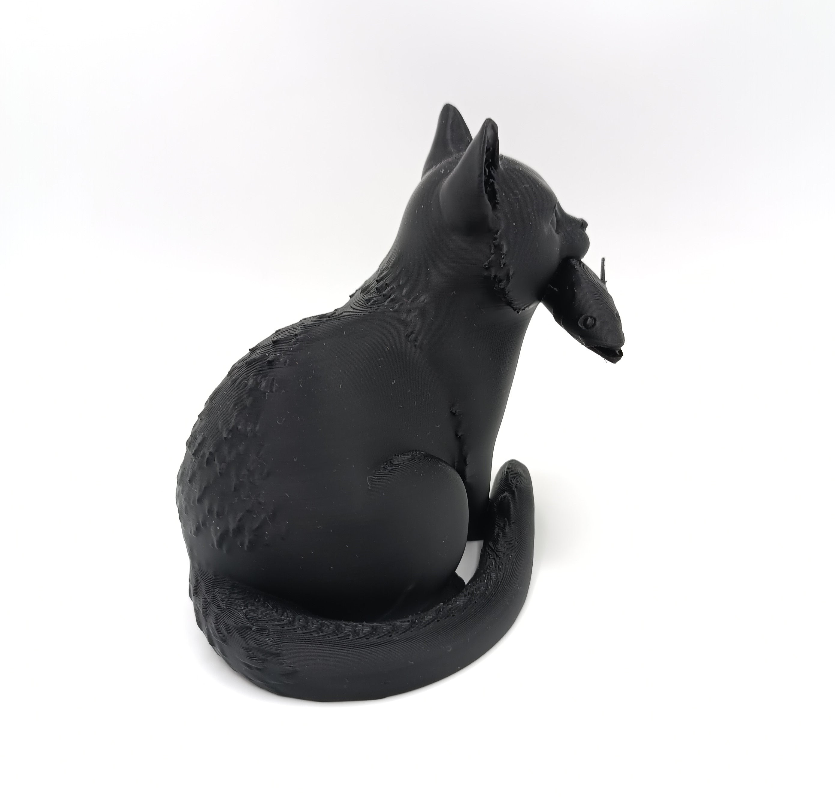 Statuetta Gatto con Pesce Anime
