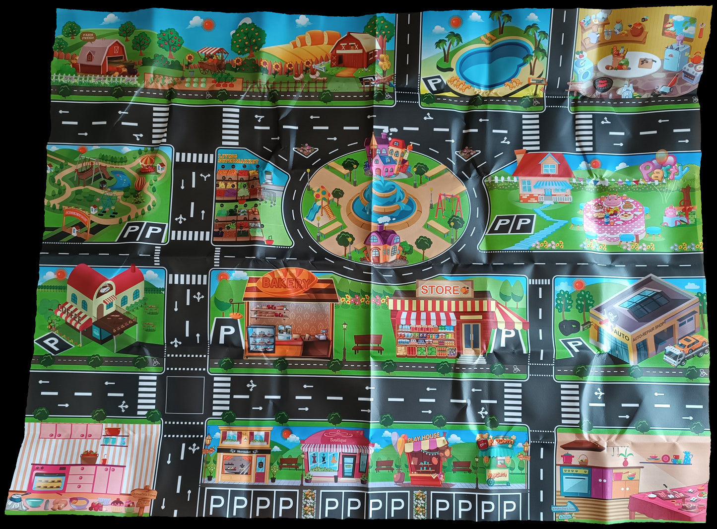 Tappeto da Gioco per Bambini - Tappetino Città + 24 Macchinine NEW