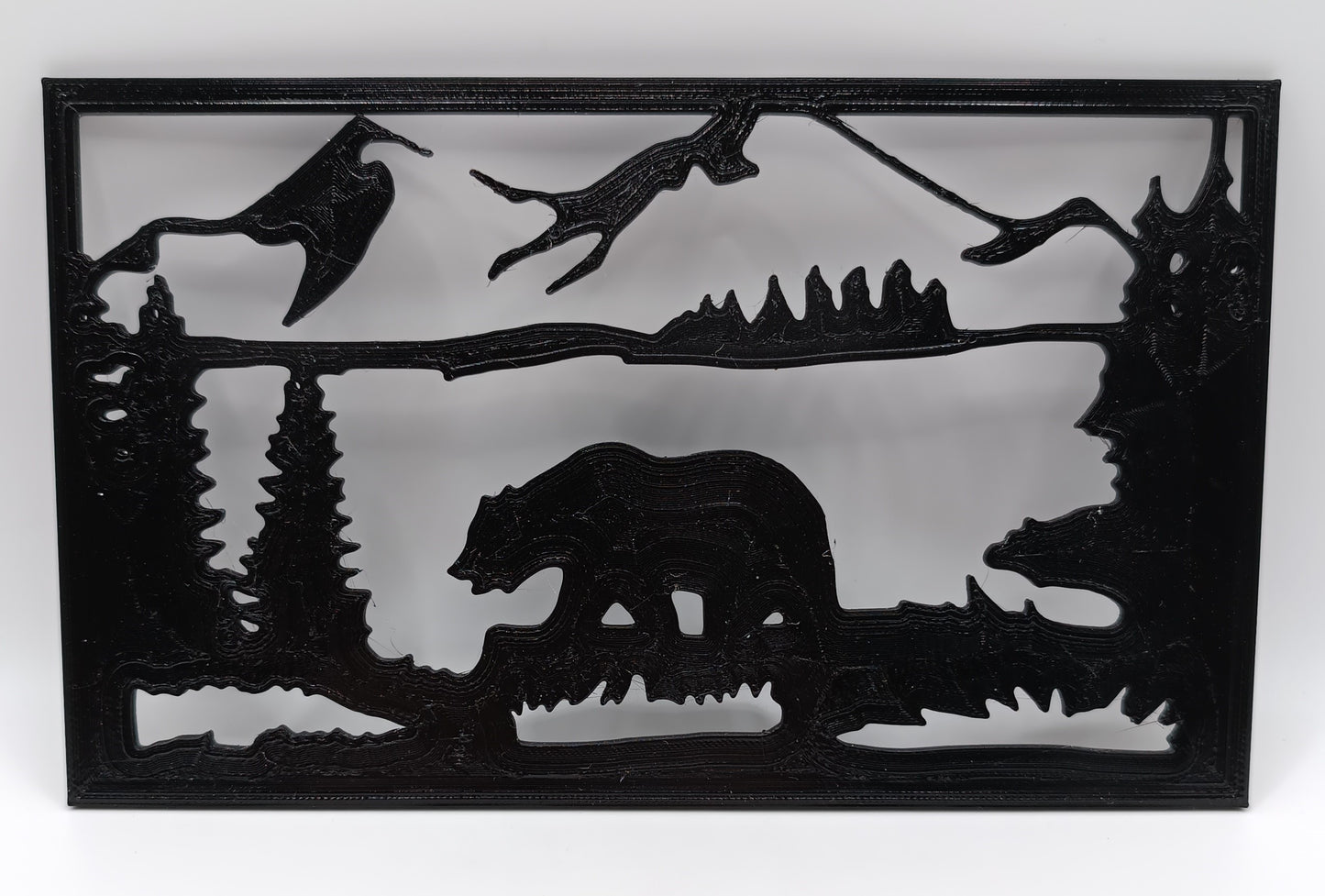 Mountain Bear Silhouette Art - 3D Print-Made