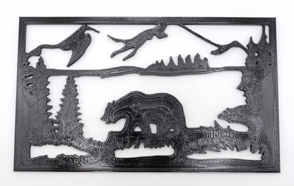 Mountain Bear Silhouette Art - 3D Print-Made