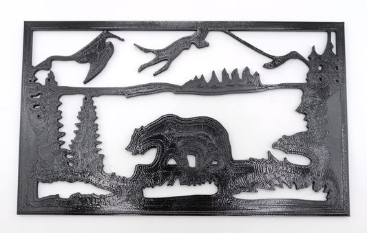 Mountain Bear Silhouette Art - 3D Print-Made