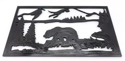 Mountain Bear Silhouette Art - 3D Print-Made