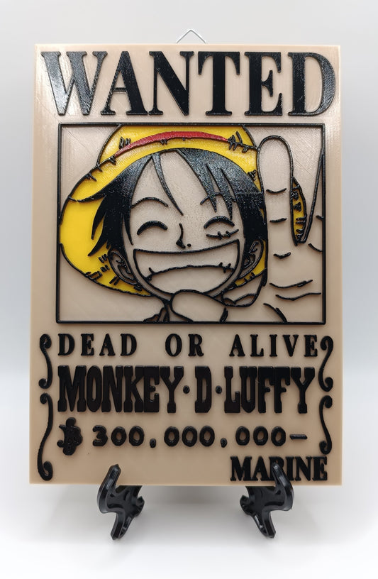 Monkey D. Luffy Wanted, One Piece Wall Art - 3D Print-Made