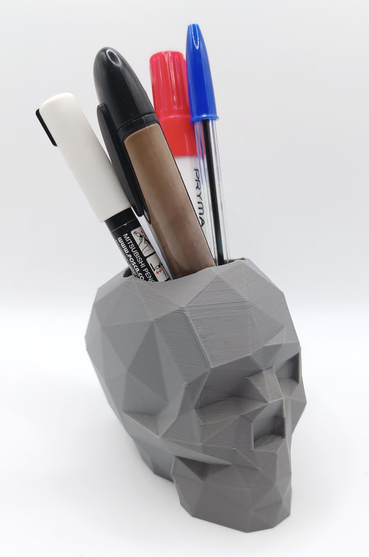 Teschio Low Poly Portapenne/Portaoggetti - 3D Print-Made