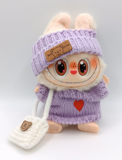 Vestito Labubu Outfit - Tris Violetto Casual con Cuore NEW