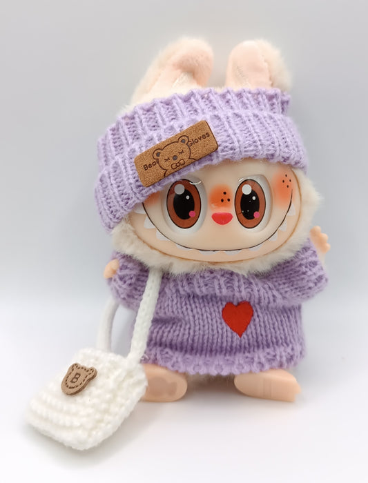 Vestito Labubu Outfit - Tris Violetto Casual con Cuore NEW